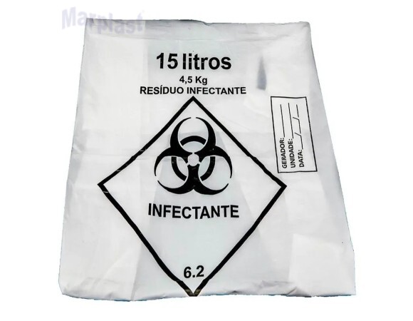 SACO PARA LIXO INFECTANTE BRANCO 15 LT C/100 PCS