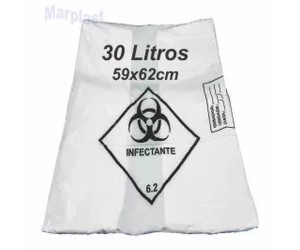 SACO PARA LIXO INFECTANTE BRANCO 30 LT C/100 PCS