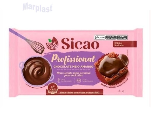 CHOCOLATE MEIO AMARGO PROFISSIONAL BARRA 2,1KG SICAO