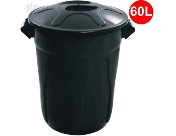 LIXEIRA PLASTICA JSN 60L C/TP PRETA CR60P