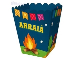 ARRAIA MINI CAIXA DE PIPOCA C/ 4 UNIDADES