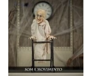 HALLOWEEN BONECA VELHA CREMILDA ANDADOR COM SOM E MOVIMENTO 68CM