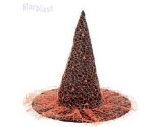 HALLOWEEN CHAPEU BRUXA SCARLETT REDE LARANJA
