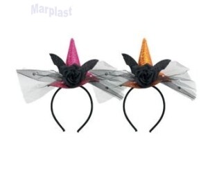 HALLOWEEN TIARA CHAPEU VEU COM STRASS COMPOSE 11X25CM