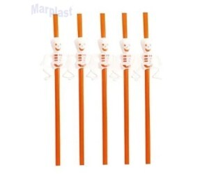 HALLOWEEN CANUDO PLASTICO CAVEIRA 28CM COM 5 UNIDADES