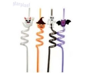 HALLOWEEN CANUDO PLASTICO SORTIDOS CORES COM 4UN