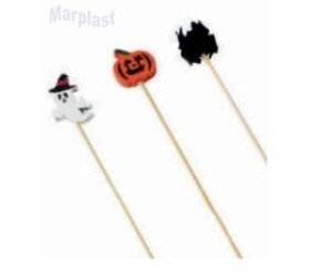HALLOWEEN PALITO P/ PETISCO BAMBU ABOBORA E ARANHA C/20UN
