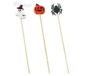 HALLOWEEN PALITO P/ PETISCO BAMBU ABOBORA E ARANHA C/20UN