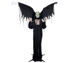 HALLOWEEN CAVEIRA COM ASAS 2,10MT COM LUZ SOM E MOVIMENTO