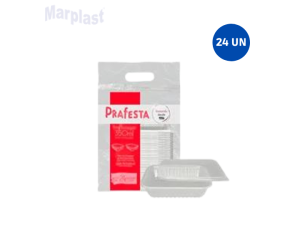POTE DESCARTAVEL RETANGULAR 350ML PRAFESTA C/24 - 8308