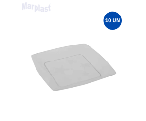 PRATO ACRILICO QUAD. CRISTAL 15X15CM 10UN PLASTILANIA