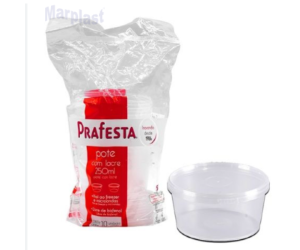 POTE DESCARTAVEL REDONDO PRAFESTA C/LACRE 250ML C/10 - 8801