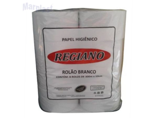 PAPEL HIGIENICO ROLÃO REGGIANO BRANCO PCT. 8 ROLOS X 300 MT