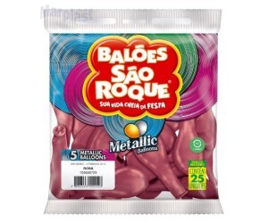 BALÃO SÃO ROQUE - TAMANHO 5 - C/25 UNIDADES -  METALIC ROSA