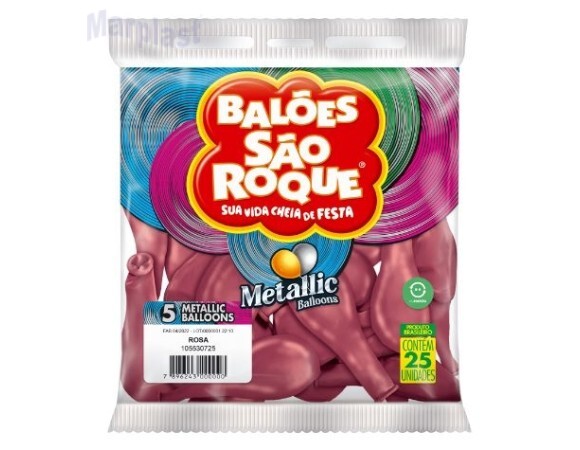 BALÃO SÃO ROQUE - TAMANHO 5 - C/25 UNIDADES -  METALIC ROSA