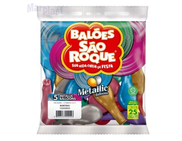 BALAO SAO ROQUE 5 C/25  METALIC SORTIDO