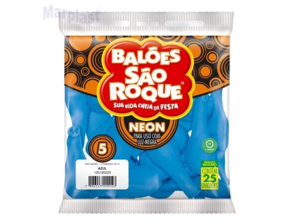 BALÃO SÃO ROQUE - TAMANHO 5 - C/25 UNIDADES -  NEON AZUL