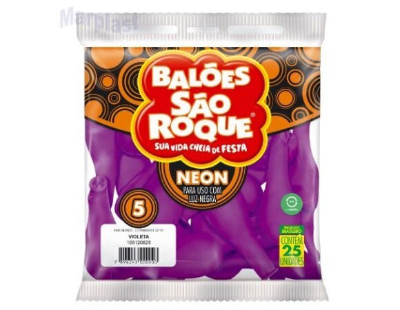 BALÃO SÃO ROQUE - TAMANHO 5 - C/25 UNIDADES -  NEON VIOLETA