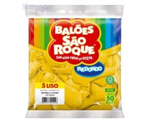 BALÃO SÃO ROQUE - TAMANHO 5 - C/50 UNIDADES -  LISO AMARELO CITRINO