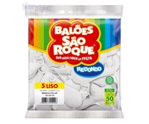 BALÃO SÃO ROQUE - TAMANHO 5 - C/50 UNIDADES -  LISO BRANCO