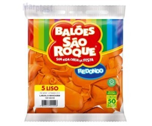 BALÃO SÃO ROQUE - TAMANHO 5 -  C/50 UNIDADES -  LISO LARANJA