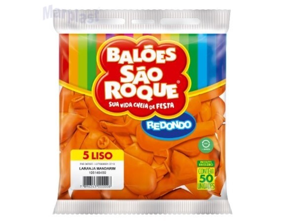 BALÃO SÃO ROQUE - TAMANHO 5 -  C/50 UNIDADES -  LISO LARANJA