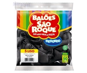 BALÃO SÃO ROQUE - TAMANHO 5 - C/50 UNIDADES -  LISO PRETO EBANO