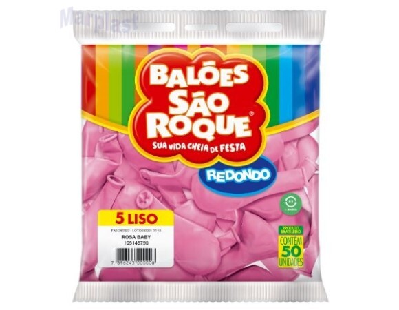BALÃO SÃO ROQUE - TAMANHO 5 - C/50 UNIDADES -  LISO ROSA BABY