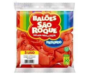 BALÃO SÃO ROQUE - TAMANHO 5 - C/50 UNIDADES -  LISO VERMELHO QUENTE