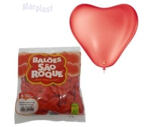 BALÃO SÃO ROQUE - TAMANHO 6 - C/50 UNIDADES -  CORACAO VERMELHO