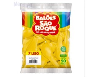 BALÃO SÃO ROQUE - TAMANHO 7 - C/50 UNIDADES -  LISO AMARELO CITRINO