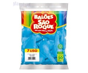 BALÃO SÃO ROQUE - TAMANHO 7 - C/50 UNIDADES -  LISO AZUL BABY