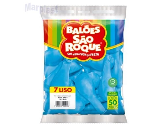 BALÃO SÃO ROQUE - TAMANHO 7 - C/50 UNIDADES -  LISO AZUL BABY