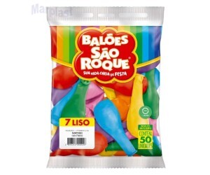 BALÃO SÃO ROQUE - TAMANHO 7 - C/50 UNIDADES -  LISO CORES SORTIDAS