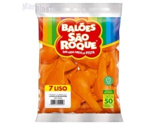 BALÃO SÃO ROQUE - TAMANHO 7 - C/50 UNIDADES -  LISO LARANJA MANDARIM