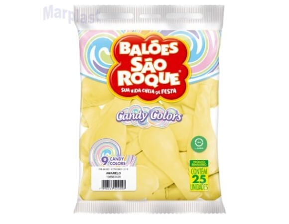BALÃO SÃO ROQUE - TAMANHO 9 - C/25 UNIDADES - CANDY COLORS AMARELO