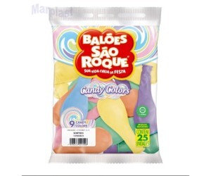 BALÃO SÃO ROQUE - TAMANHO 9 - C/25 UNIDADES - CANDY COLORS SORTIDO