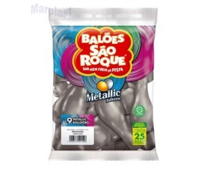 BALÃO SÃO ROQUE - TAMANHO 9 - C/25 UNIDADES - METALIC PRATEADO