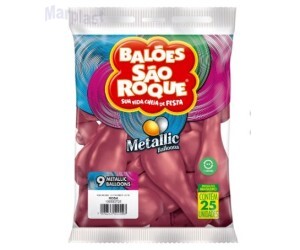 BALÃO SÃO ROQUE - TAMANHO 9 - C/25 UNIDADES - METALIC ROSA