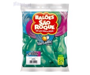 BALÃO SÃO ROQUE - TAMANHO 9 - C/25 UNIDADES -  METALIC VERDE