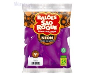 BALÃO SÃO ROQUE - TAMANHO 9 - C/25 UNIDADES -  NEON VIOLETA