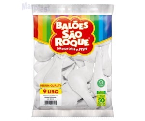 BALÃO SÃO ROQUE - TAMANHO 9 - C/50 UNIDADES -  LISO BRANCO POLAR