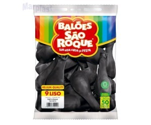 BALÃO SÃO ROQUE - TAMANHO 9 - C/50 UNIDADES -  LISO PRETO
