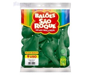 BALÃO SÃO ROQUE - TAMANHO 9 - C/50 UNIDADES -  LISO VERDE FOLHA