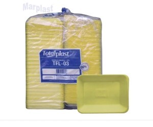 BANDEJA DE ISOPOR - B-3 FUNDA AMARELA - TFL-03 - C/400 - TOTALPLAST