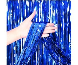 CORTINA DECORATIVA METALIZADA  AZUL ESCURO 2mt
