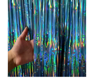 CORTINA DEC.ORAR METETALIZADA QUAD. AZUL BB 2MT