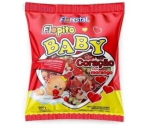 PIRULITO FLOPITO BABY CORAÇÃO MORANGO 200G