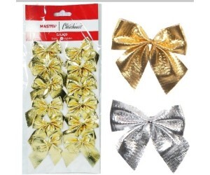 NATAL LAÇO PRATA E DOURADO - 1 PACOTE C/12 UNIDADES