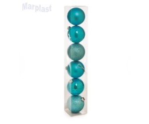 NATAL BOLAS LISA - MATE - GLITTER AZUL CLARO 10CM C/8 UNIDADES